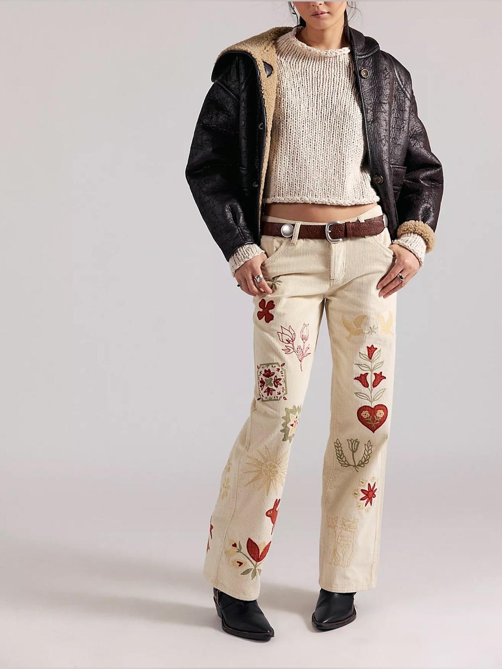 Free people We The Free Tennessee Low-Rise Embroidered Corduroy Jeans